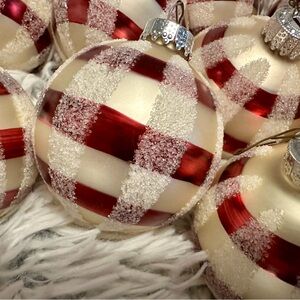 Festive Red and White Holiday Ornaments Qty 16